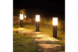 Solar Panel LED Garden Lights Power Battery IP65 Stainless Steel Decoration Pathway Bollard Light for Garden Street Lighting