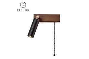 LED Spot Light Nordic Loft Industrial Bedside Travertine Wood Pull Chain Switch UL Approved Adjustable Angle Lavaire Wall Lamp