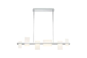 Horizontal Linear Frame Frosted Acrylic Nordic Dining Room Long LED Strip Chandelier Kitchen Geometric Ceiling Pendant Light