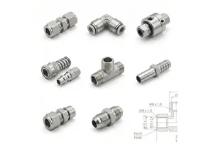 316 304 Hydraulic Pneumatic Tube Connector Rotary Joint Quick Coupling High Pressure Threaded Stainless Steel Cnc Machining