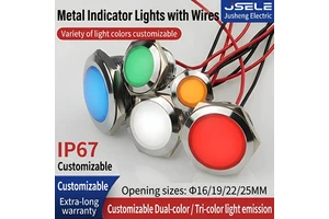12/16/19/22/25mm IP67 Waterproof Metal LED Indicator Light Single/Dual/Triple Color Short Style With Wire Panel Mount