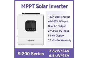 SUNPHASE 3.6kW 24V Solar Hybrid Inverter 5000W MPPT 18A PV 40-450V Support Lithium Lead Acid Battery No Battery Working