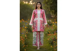 Premium Crepe Cotton Silk Co-ords Set (SL00247)-2 Piece Short Set 3/4 Sleeves Two Pieces Perfect Outfits!