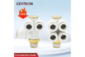 KQ2ZD 4 Way Pneumatic Manifold Connector Push in Swivel Fitting 360 Degree Rotating Adapter for 4-12 mm Air Tube Quick Connect