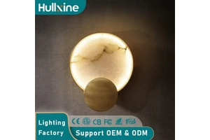 Hullxine In-Stock Wholesale Marble LED Wall Lamp Modern Luxury Round Gold Decorative Indoor Living Room Bedroom Wall Light