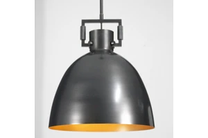 YH Industrial Sculptural Frame Dome Brass Pendant Light Gunmetal Solid Metal Hanging Lamp Golden Interior Knurled Detail Frame