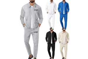 Custom Classic Gym Fitness Tracksuit Men's Athletic Tracksuit Set Casual Full-zip Sweatsuits Long Sleeve and Jogging Pants Set