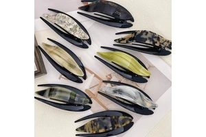 Wholesale Acetate Wavy Swallowtail Large Duckbill Spring Clip, Elegant Women's Back Head Updo Claw Hair Barrette Accessory