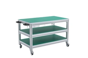 Factory Workshop Anti-static Mobile With Double-layer Workbench Inspection Packaging Tool Material Rack Aluminum Profile Cart