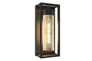 14 Inch Five-Sided Transitional Outdoor Wall Light Dark Bronze Clear Seeded Glass E26/E27 Socket ETL Certified
