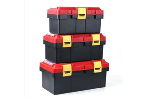 17 Inch Iron Toolbox Household Car Storage Box Hardware Tool Box Power Tools Box Portable Plastic Steel Big Size
