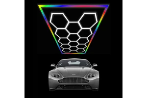 Etop Hexagonal LED Lights with External RGB Frame Multi-Color Options for Garages and Warehouses