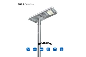 SRESKY Outdoor Solar Light Waterproof 80W All in One High Lumen LED Lighting Lampione Stradale Solare Solar Motion Sensor Light