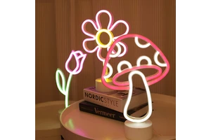 Mushroom Design LED Neon Table Lamp Battery Operated Luminous Night Light Bedroom Christmas Party Chic Decorative Lighting