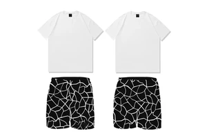 Summer Sports and Short Sleeved Shorts Set Cotton T-Shirt Oversized With Black Breathable Short Full Set
