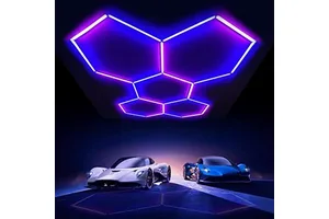 Etop RGB Five Hexagon LED Working Light Led Garage Ceiling Light Car Hexagon Garage Led Light for Car Detailing Shop and Barber