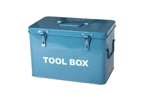 Metal Tool Box Retro Vintage Style Single Tray Tool Box with Lockable Lid Garage Storage Shed Tool Box