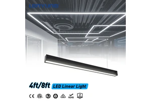 Lonyung CE ETL Black White Modern Indoor Office Square LED Linear Lamp 4FT 8FT Aluminum Long Linear Pendant Light