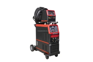 MIG350DW Water Cooled High Speed Pulse Multi Function MIG MAG Welder Economic Version with Gas Cylinder Rack