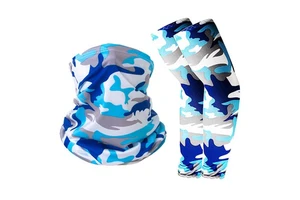 Women Men Breathable Sport Set Sun Protection Cooling Arm Sleeve Polyester Neck Tube Bandana for Cycling Fishing