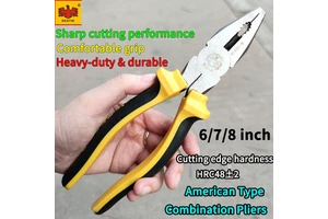 3-Piece Lineman Pliers Set 6" 7" 8" High Carbon Steel HRC48 Combination Wire Cutting Electrician Tool Kit with Dual-Color Handle
