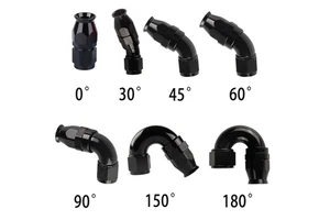 SUMEICHI Full Flow PTFE Hose Ends Straight 30Deg 45deg 60deg 90deg 120deg 150deg 180deg -4AN AN6 AN8 AN10 AN12 PTFE Hose Fitting