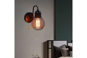 Tianyi Cross-Border Iron Black Zipper Switch LED Ra90 3-Year Warranty American Industrial Retro Wall Lamp Bedside Staircase