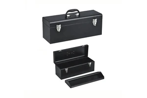 17" Metal ToolBox - Heavy Duty Portable Tool Box with Organizer Tray and Handle - Solid Metal Locking Latches - Scratch