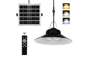LED Outdoor Garden Lamp 3 Colors 4 Brightness Modes Work Day and Night Solar Pendant Light for Shed Yard Garage