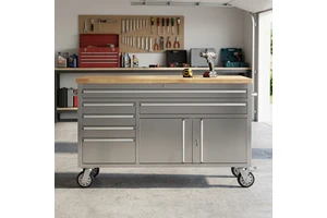 Professional 60" Stainless Steel Durable ISO9001 Certified Mechanic Roller Tool Cabinet 6-Drawer 2-Door Key Lock Garage Workshop