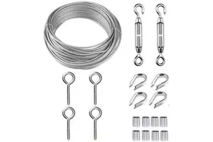 304 Stainless Steel Wire Rope Turnbuckle Kit Zinc Plated Snap Hook Eye Bolt Sleeves Clip Thimble Sunshade Awnings Pergolas Grape