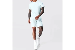 2025 Men Casual Summer Short Sleeve T Shirts and Matching Shorts Set Two Piece Twin Short Set for Men t shirt set