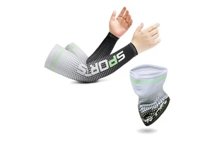 Unisex Printed Cycling Arm Sleeves Mask Set Cover Running UV Protection Football Basketball Arm Sleeves