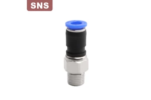 SNS NRC Series One-Touch Pneumatic Quick Fitting Male Straight Brass Air Hose Tube Connector Low Speed Brass Rotary Fitting