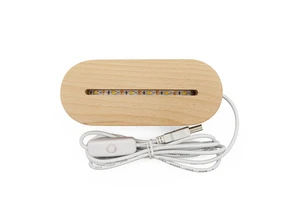 Wholesale Acrylic Led Base Wood 3D Night Light Display Base With Button Switch