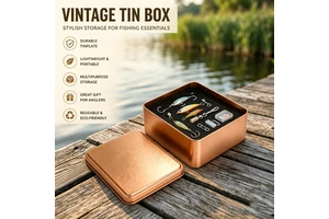 Wholesale Custom Logo Vintage Fishing Tin Box Square Metal Storage Container For Lures Hooks Angler