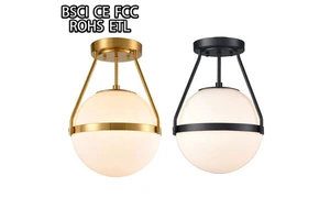 Bedroom Kitchen Foyer Hallway Lighting Multi Designs Customization White Transparent Glass Globe Semi-flush Mount Ceiling Light