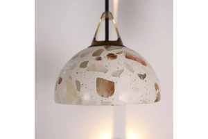 Modern Decorative Hanging Lamp Carved Stone Bedside Travertine Ceiling Lamp for Living Room