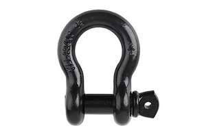 3/4 Inch Black Forged Steel Bow Shackle, Heavy Duty Trailer Hitch Shackle for Off-Road Recovery, Cargo Towing & Lifting
