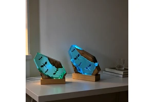 Wholesale Fantasy Dragon Resin Wood Epoxy Lamp USB Wired Dimmable Sky Dragon Scene Art Decor Table Light Birthday Gift Lamp