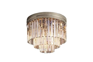 Rhys Modern LED Ceiling Lamp Vintage Industrial Restoration Lighting Luxury Prism Glass IP44 24W Power Iron for Low Ceilings