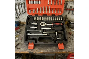 53-Piece Sleeve Set with Chrome Plated Combination Wrenches and Hard Case-Hand Operated OEM Factory Direct