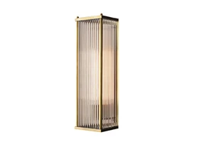 Indoor Modern Decorative Full Real Brass Hotel Hallway square Cube Crystal Rods Glass Led Wall Lamp for Aisle or Bedside