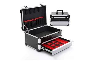 Portable Large Aluminum Tool Box with Drawer Storage Carrying Toolbox