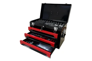 3-Drawer Locking Steel Tool Box with Screw Driver Hand Operated Portable Hard Case OEM for Garage Workshop