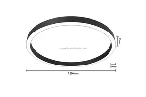 Commercial LED Ceiling Ring Light Black Silver Color Aluminum Channel T5-6063 Aluminum Profile For Indoor Decorative