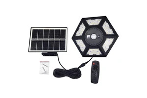 180LED Solar Pendant Light with Remote Indoor and Outdoor 5 Lighting Modes Motion Sensor Shed Light for Garden Patio Garage