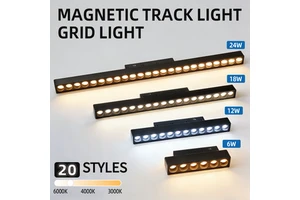 Modern Black Grille Light 3-Color Adjustable Commercial Project Rail Lighting System Magnetic Track Light Aluminum Dimmable LED
