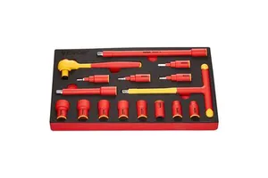 16 Pc Insulated Socket Wrench Set 1000V T Handle 1/4 In Drive For Electricians Home Repair