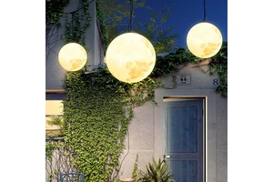 Custom Outdoor Decoration Modern Party Chandelier Park Landscape LED Fiberglass IP65 Portable Moon Pendant Lamp Garden Light